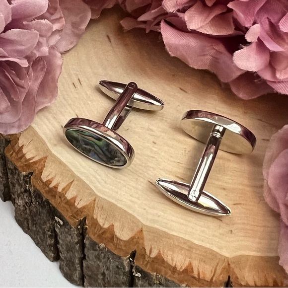 Elegant Colorful Abalone Shell Oval Cufflinks - Picture 8 of 16